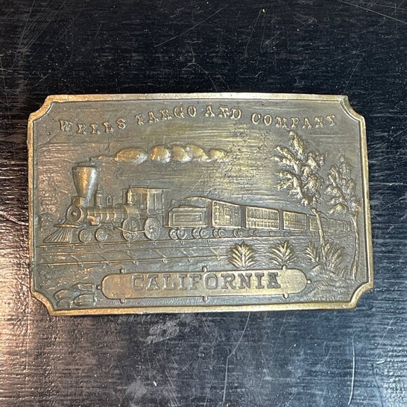 Other - Vintage Wells Fargo & Co California Train Brass Belt Buckle Only